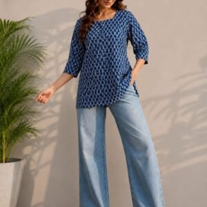 Elegant Indigo Printed Short kurti